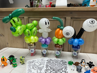 free Halloween balloon coloring cups ￼(West Jordan location only)