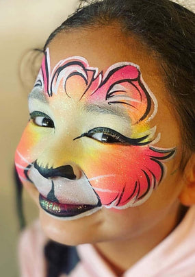 Coral cat face painting design