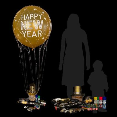 Complete New Year Party Kit with NO CONFETTI 3′ balloon