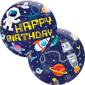 space happy birthday bubble